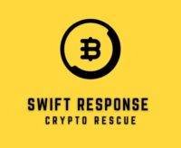 Bitcoin logo with recovery text, cryptocurrency rescue service by Swift Response Crypto.